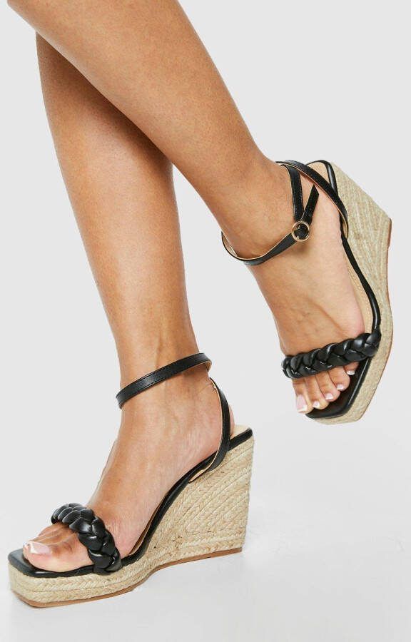 boohoo Geplooide Sleehakken Met Vierkante Neus, Black
