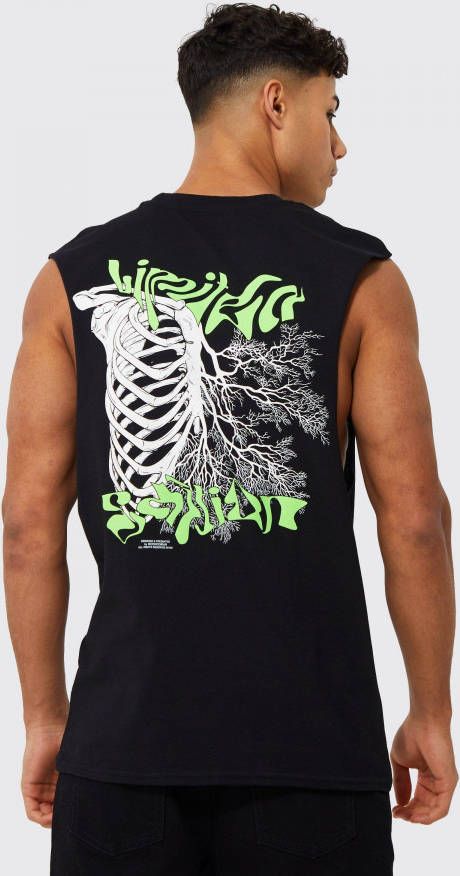 boohoo Geribbelde Limited Edition Tank Top Met Grote Armgaten, Black