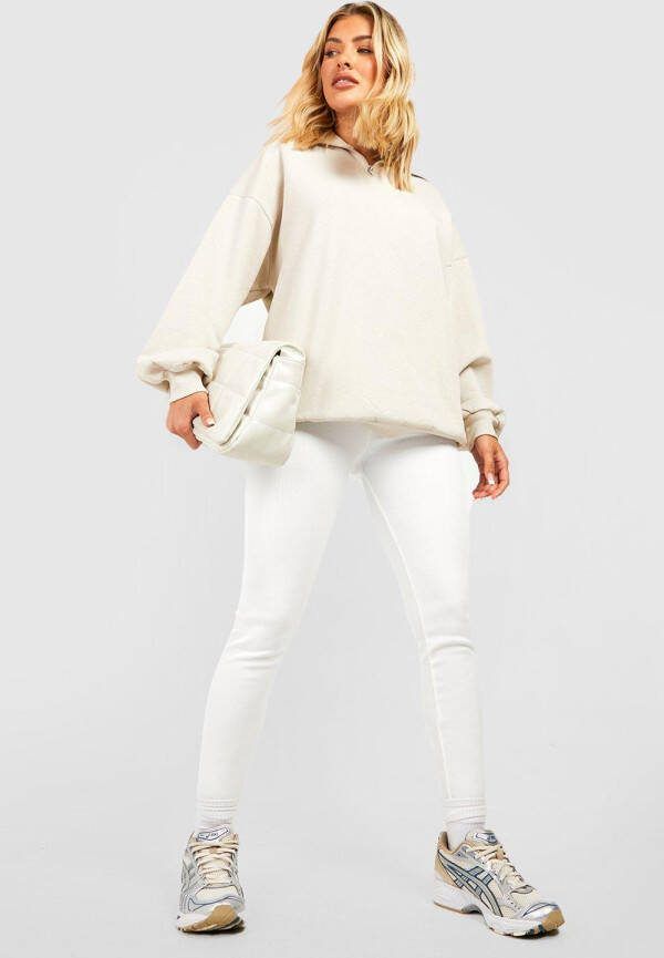 boohoo Geribbelde Naadloze High Waist Contour Leggings, Ecru