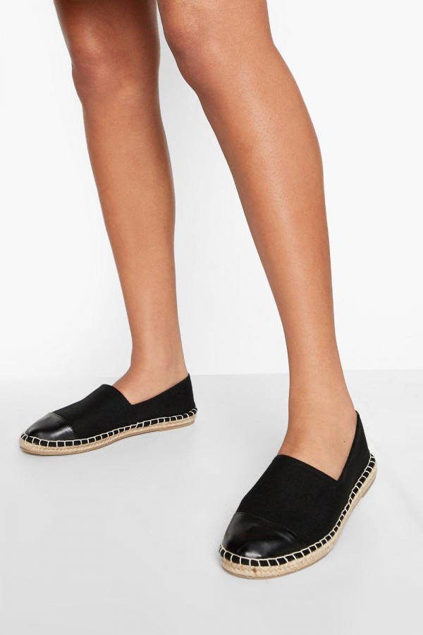 boohoo Gesloten Canvas Espadrilles, Black