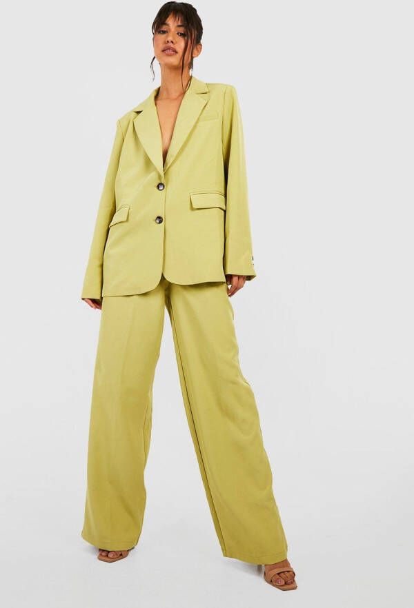 boohoo Getailleerde Baggy Wide Leg Broek, Olive