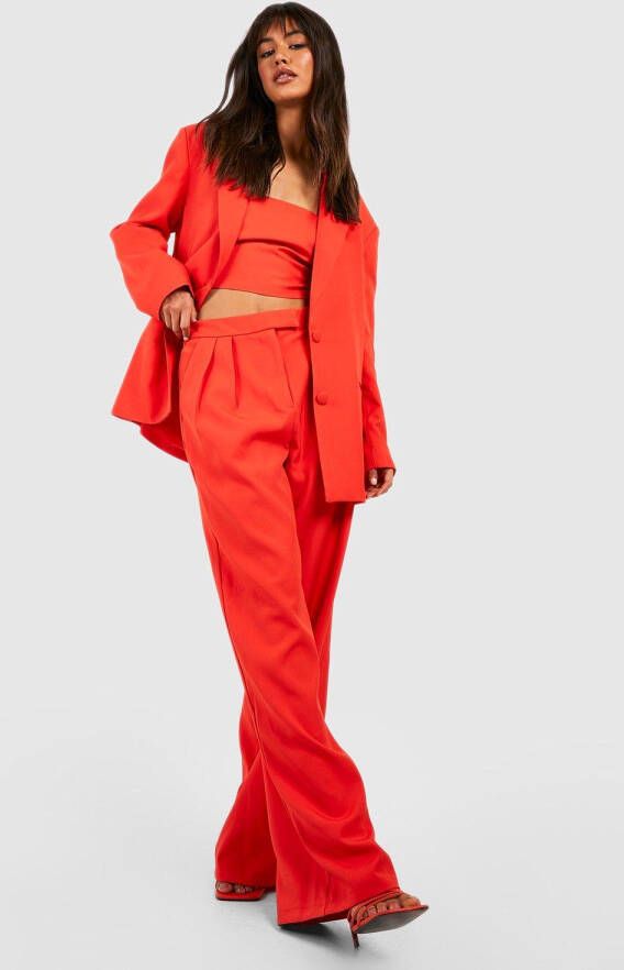 boohoo Getailleerde Baggy Wide Leg Broek, Red Orange