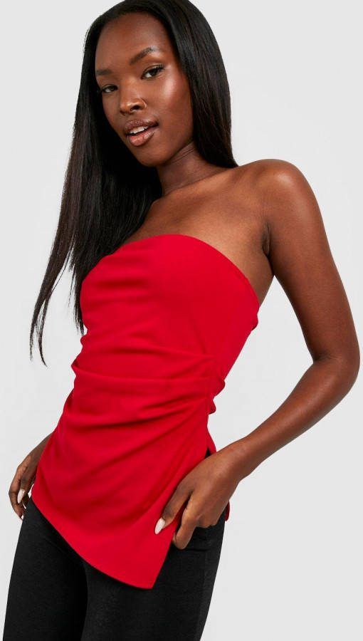boohoo Getailleerde Mesh Bandeau Top, Red