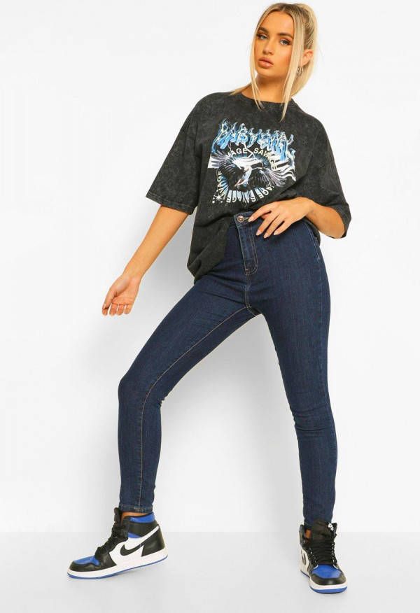 boohoo High Rise Disco Jeans, Indigo