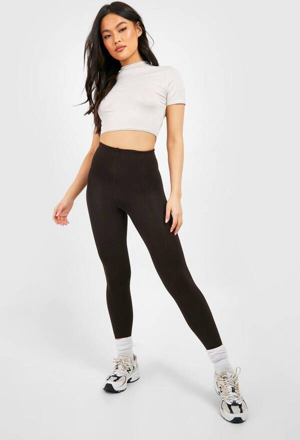 boohoo High Waist Leggings Met Fleece Voering, Brown