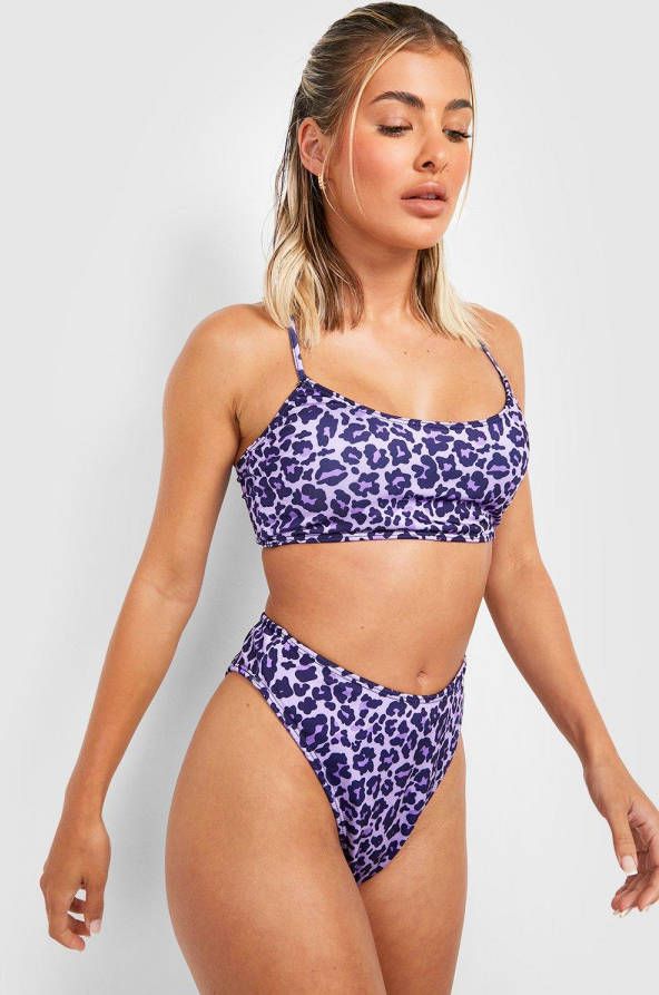 boohoo High Waist Luipaardprint Bikini Broekje, Purple