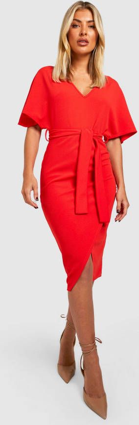boohoo Kimono Midi Jurk Met Ceintuur, Orange