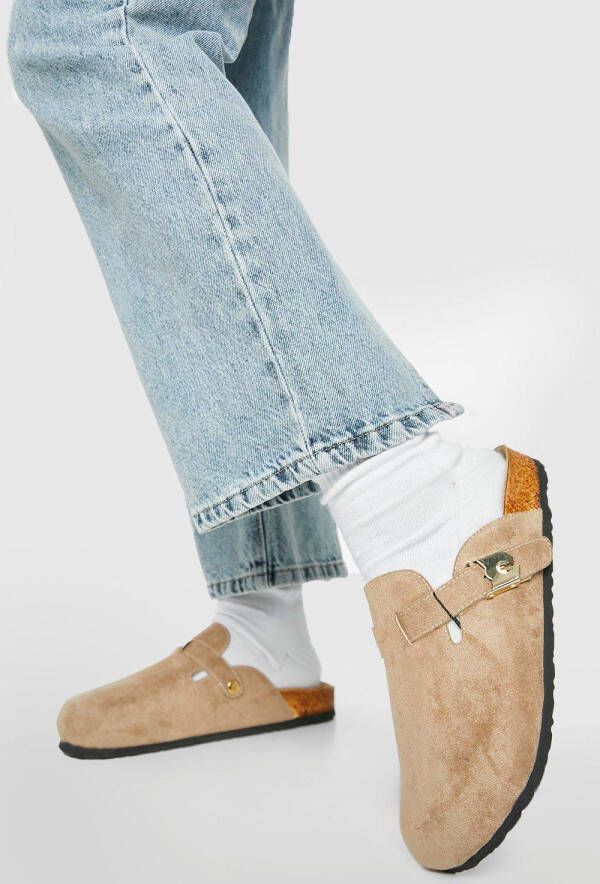boohoo Klompen Met Gesp Detail, Light Tan