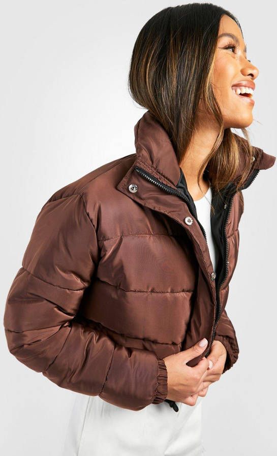 boohoo Korte Gewatteerde Jas, Chocolate