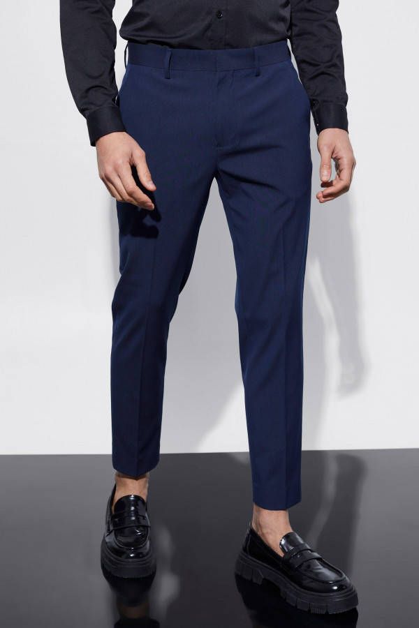 boohoo Korte Skinny Fit Pantalons, Navy