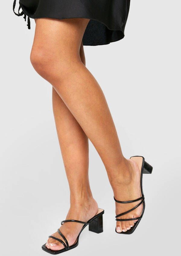 boohoo Lage Blokhakken Met Bandjes, Black