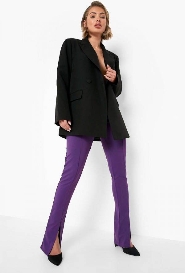 boohoo Leggings Met Hoge Taille, Naaddetail En Voorsplit, Purple