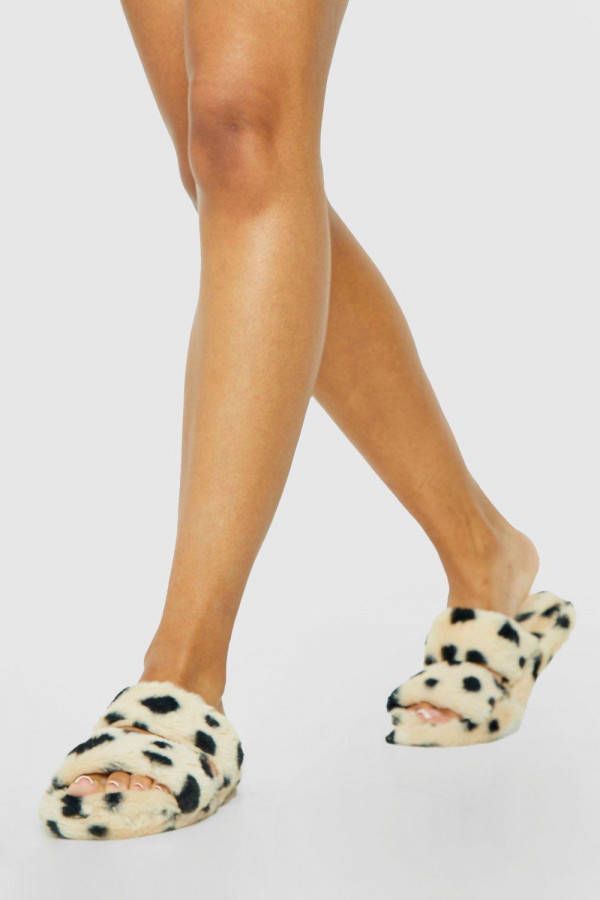 boohoo Luipaardprint Sloffen, Cream
