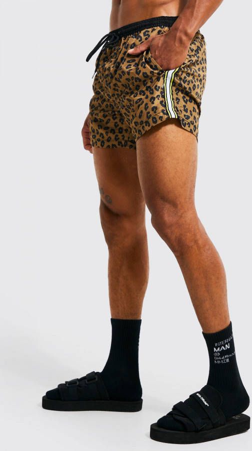 boohoo Luipaardprint Zwembroek Met Zijstreep, Multi