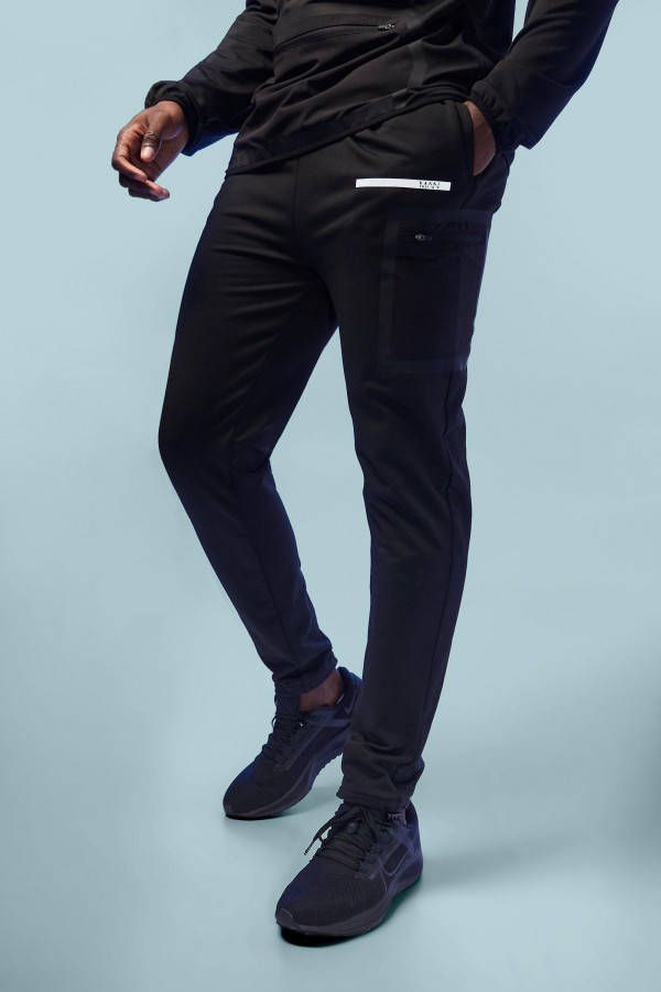 boohoo Man Active Cargo Performance Joggingbroek, Black