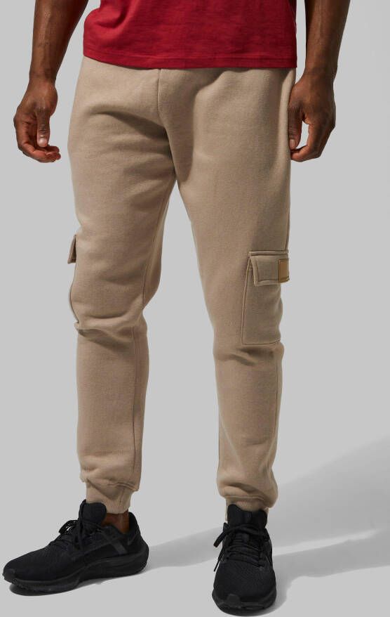 boohoo Man Active Fitness Cargo Joggingbroek, Taupe