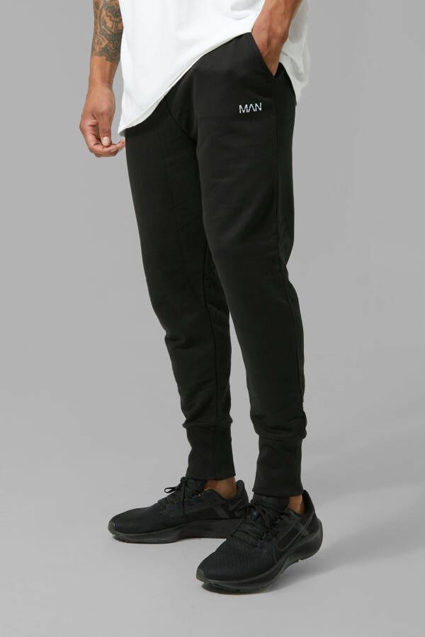 boohoo Man Active Joggingbroek Met Geribbelde Zoom, Black