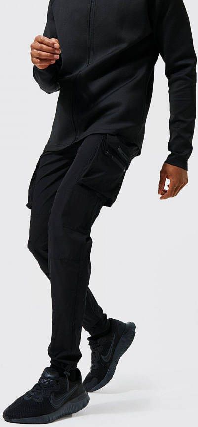 boohoo Man Active Lichte Cargo Joggingbroek, Black