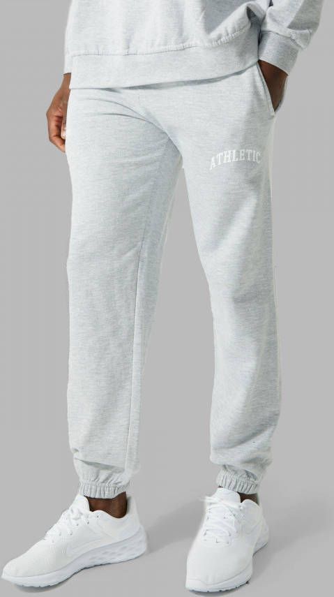 boohoo Man Active Team Print Joggingbroek, Grey Marl