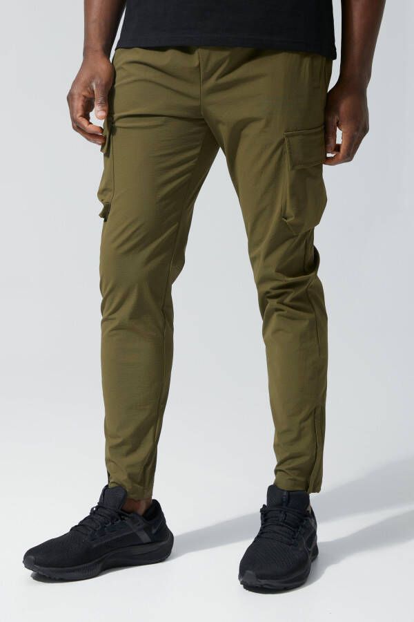 boohoo Man Active Tech Cargo Fitness Joggingbroek, Khaki