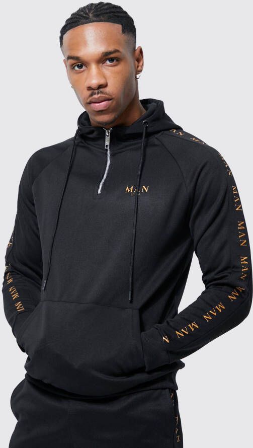 boohoo Man Gold Hoodie Met Hoge Kraag, Black