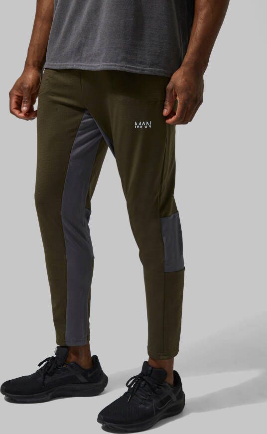 boohoo Man Sport Korte Contrasterende Ultra Stretch Joggingbroek, Khaki