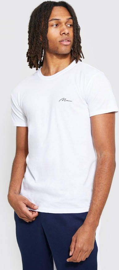 boohoo Man T Shirt Met Logo, White