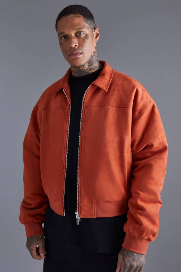 boohoo Nep Suè, de Boxy Bomberjack Met Kraag, Burnt Orange