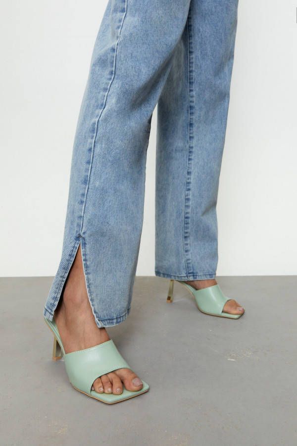 boohoo Nepleren Metallic Hakken Met Vierkante Neus, Mint