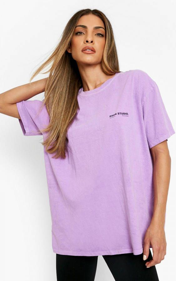 boohoo Overdye Dsgn Studio T Shirt Met Print, Purple