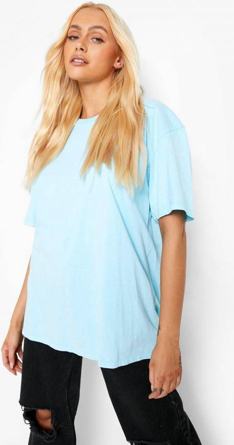 boohoo Overdye Oversized T Shirt Met Korte Mouwen, Aqua