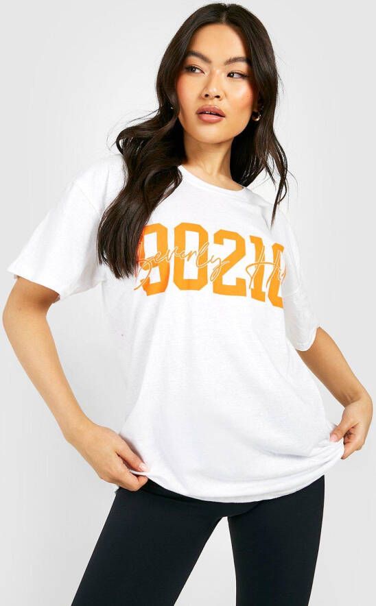 boohoo Oversized 90210 T Shirt Met Tekst, White