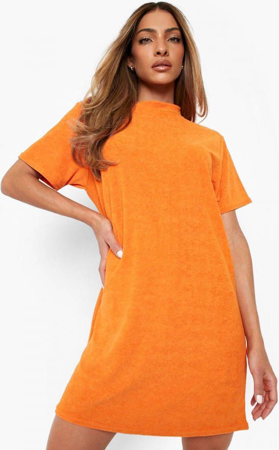 boohoo Oversized Badstoffen T Shirtjurk, Orange