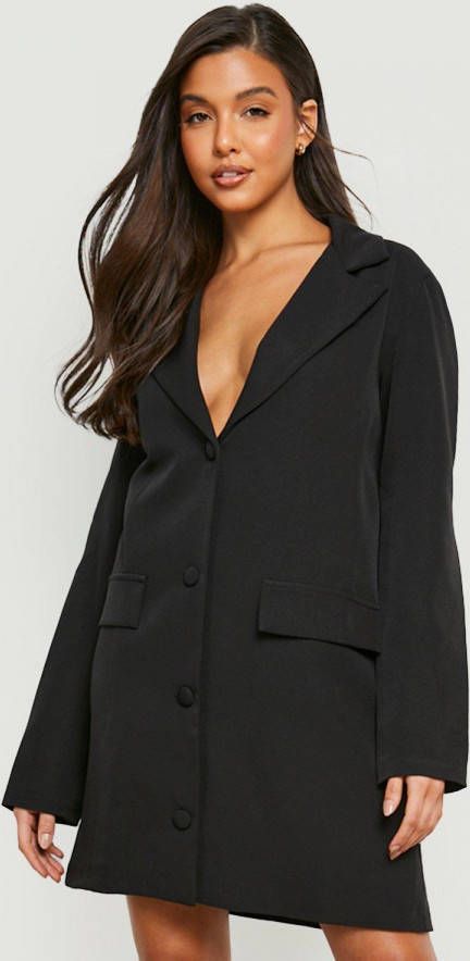 boohoo Oversized Blazer Jurk Met Schouderpads, Black