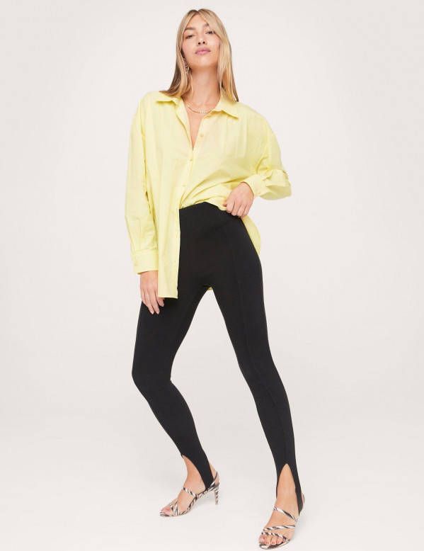 boohoo Oversized Duurzame Katoenen Blouse Met Ronde Zoom, Lemon
