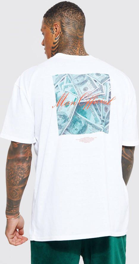 boohoo Oversized Geld Man T Shirt Met Brede Nek, White