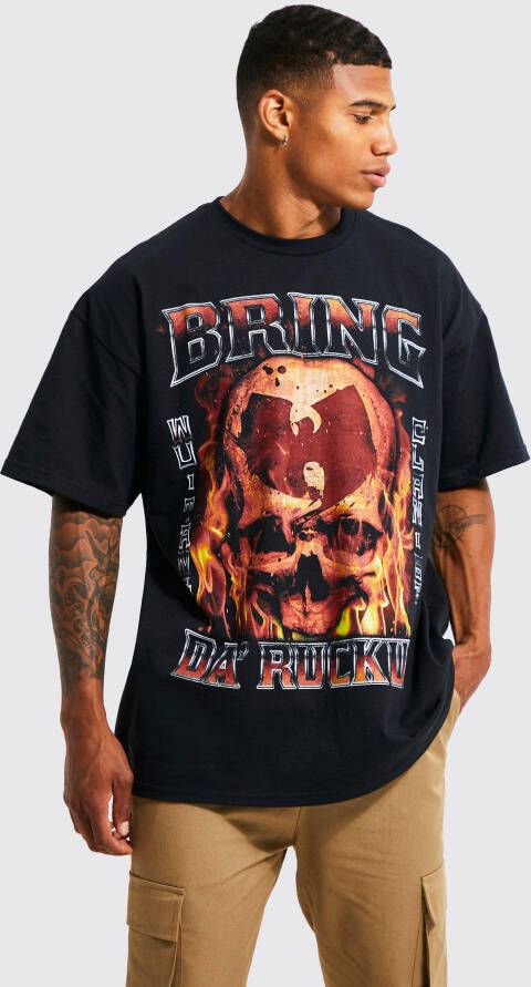 boohoo Oversized Gelicenseerd Wutang Schedel T Shirt, Black