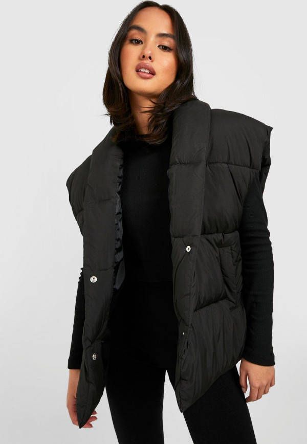 boohoo Oversized Gewatteerde Bodywarmer, Black