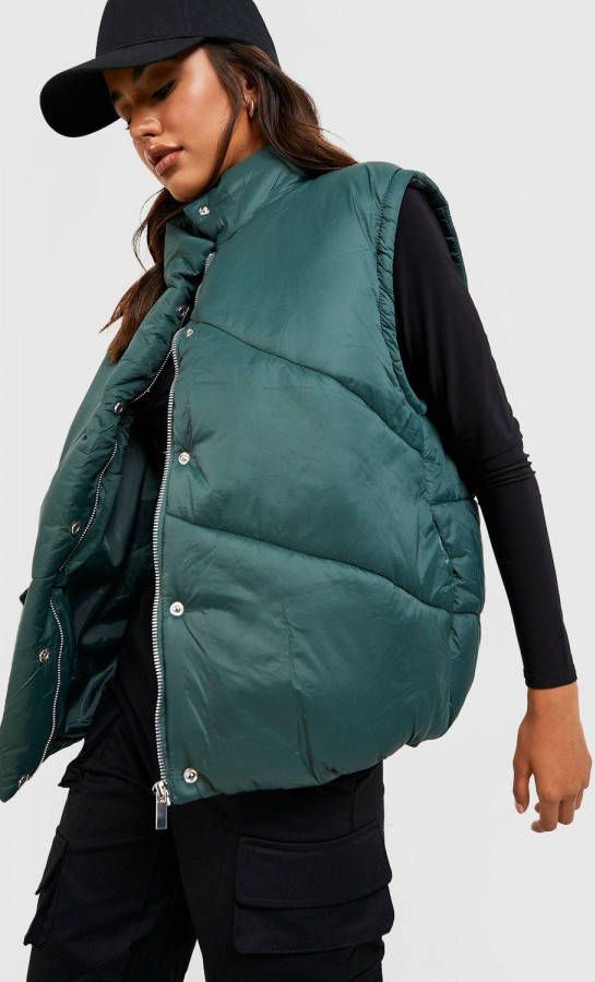 boohoo Oversized Gewatteerde Bodywarmer Met Stiksels, Teal