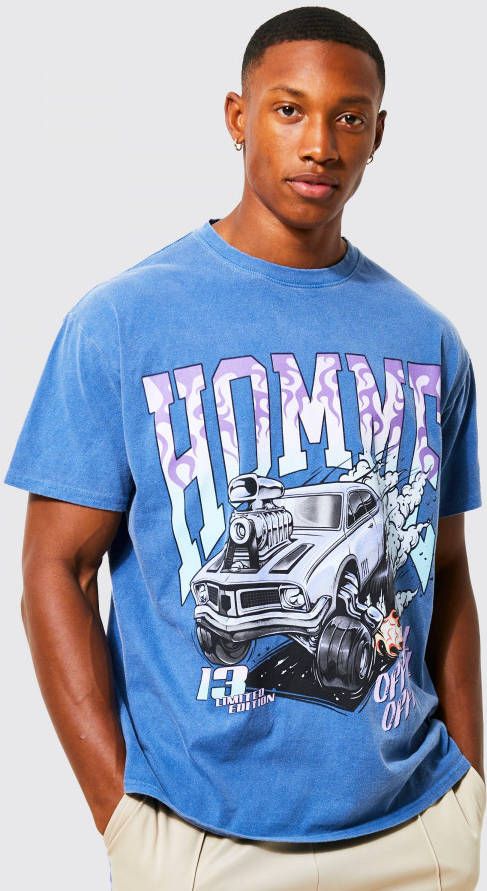 boohoo Oversized Monster Truck T Shirt Met Print, Teal