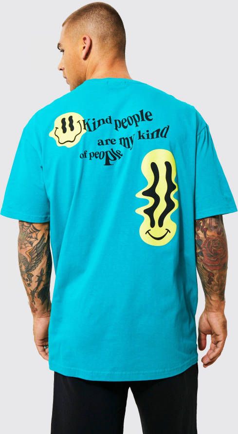 boohoo Oversized Positivity T Shirt, Teal