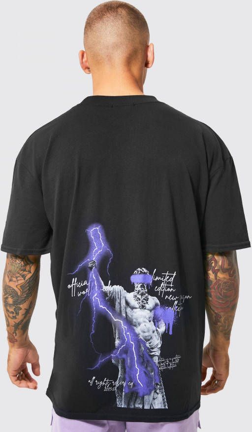 boohoo Oversized Standbeeld T Shirt Met Rugopdruk, Black