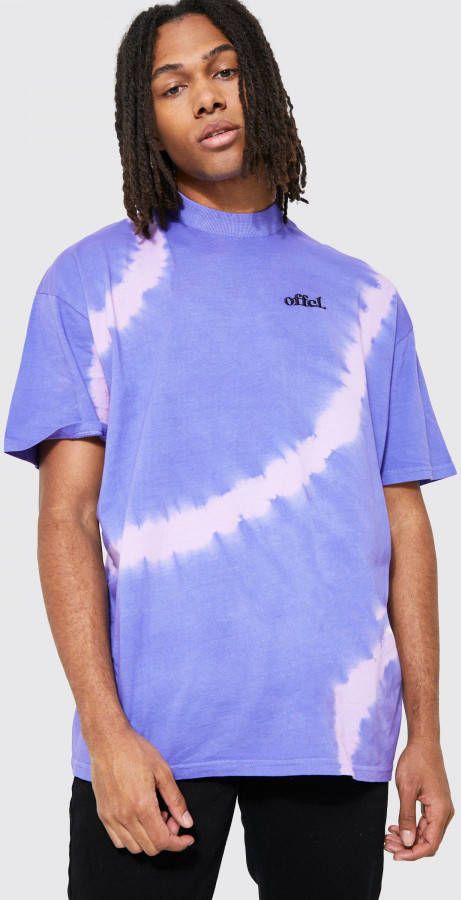 boohoo Oversized Tie Dye Official T Shirt Met Brede Nek, Purple