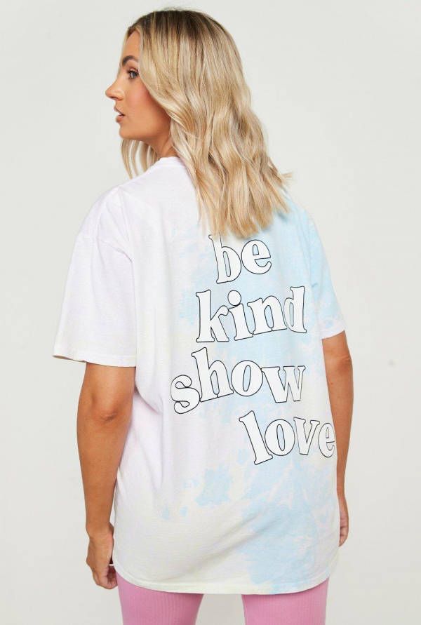 boohoo Oversized Tie Dye T Shirt Met Tekst, Multi