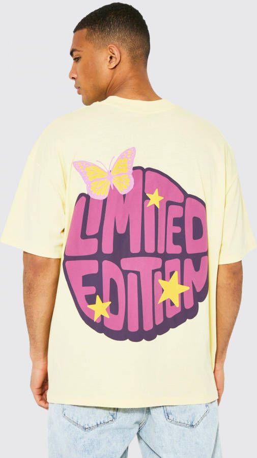 boohoo Oversized Vlinder T Shirt Met Relië, f, Yellow