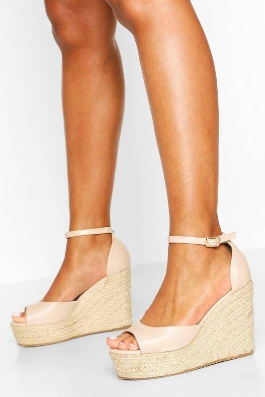 boohoo Espadrille Sleehakken Met Open Neus, Nude