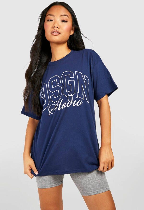 boohoo Petite Dsgn Studio T Shirt En Fietsbroekje Set, Navy