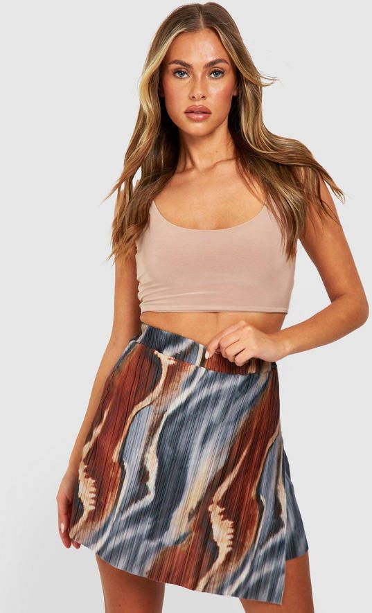 boohoo Plisse Marmerprint Skort, Multi