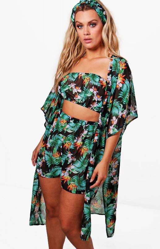 boohoo Plus 4 Delige Strand Set, Multi