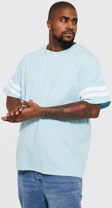 boohoo Plus Contrasterend T Shirt Met Paneel, Light Blue